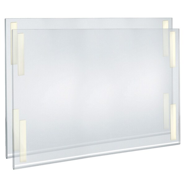 Self Adhesive Clear Acrylic Wall Sign Holder Frame 22'' W x 17'' H -Landscape / Horizontal, 2PK